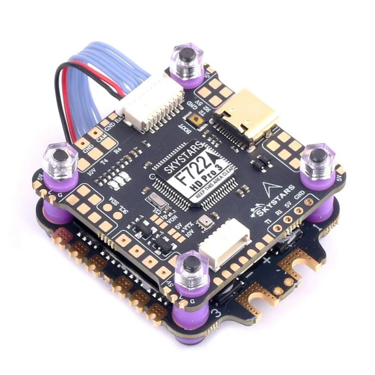 Стек Skystars F7 F722HD PRO3 OSD KO45/KO60 45A/60A 128K Blheli_32 3-6S ESC 30.5мм FPV дрон Стек Skystars F7 F722HD PRO3 OSD KO45/KO60 45A/60A 128K Blheli_32 3-6S ESC 30.5мм FPV дрон