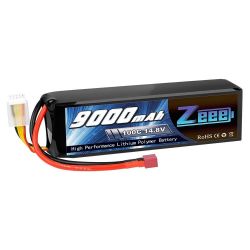 Аккумулятор Zeee 14.8V LiPo 4S 100C 9000mAh EC5 с металлическими пластинами для FPV дрона, авто, танка