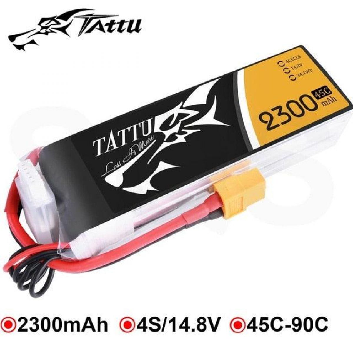 Аккумулятор Tattu Lipo 2300mAh 3S/4S 11.1V/14.8V 45C XT60 для FPV дрона, вертолёта, самолёта, авто Аккумулятор Tattu Lipo 2300mAh 3S/4S 11.1V/14.8V 45C XT60 для FPV дрона, вертолёта, самолёта, авто