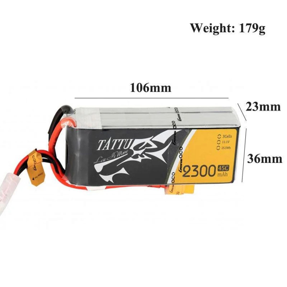 Аккумулятор Tattu Lipo 2300mAh 3S/4S 11.1V/14.8V 45C XT60 для FPV дрона, вертолёта, самолёта, авто Аккумулятор Tattu Lipo 2300mAh 3S/4S 11.1V/14.8V 45C XT60 для FPV дрона, вертолёта, самолёта, авто