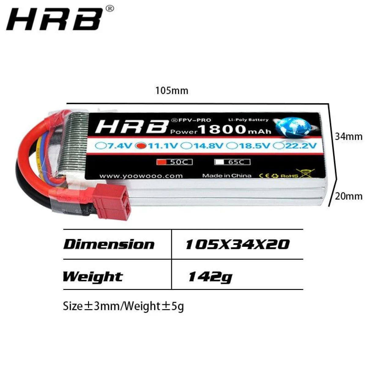 Аккумулятор Lipo HRB 11.1V 1800mAh 3S 50C XT60 EC5 XT90 EC2 T Deans EC3 для дрона, самолета, авто, катера Аккумулятор Lipo HRB 11.1V 1800mAh 3S 50C XT60 EC5 XT90 EC2 T Deans EC3 для дрона, самолета, авто, катера