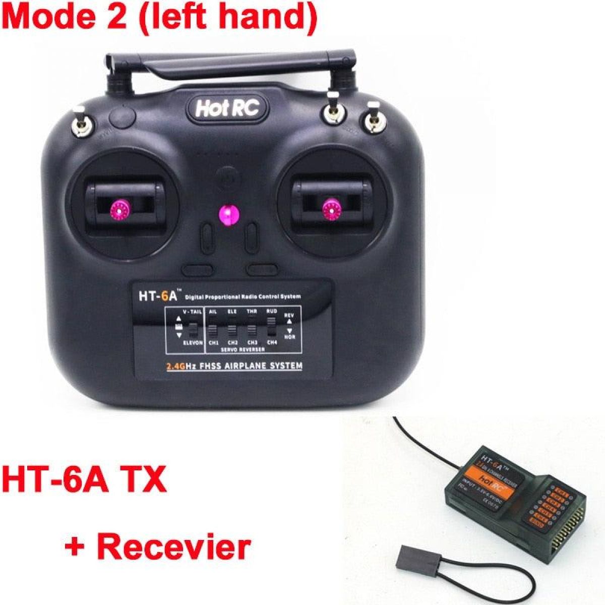 Hotrc HT-6A 2.4ГГц 6CH передатчик FHSS и 6CH приёмник для FPV дрона, самолёта, авто, катера Hotrc HT-6A 2.4ГГц 6CH передатчик FHSS и 6CH приёмник для FPV дрона, самолёта, авто, катера