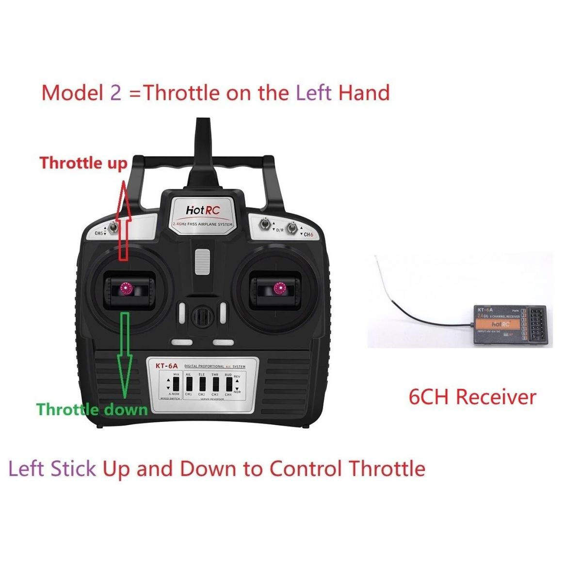 Hotrc HT-6A 2.4ГГц 6CH передатчик FHSS и 6CH приёмник для FPV дрона, самолёта, авто, катера Hotrc HT-6A 2.4ГГц 6CH передатчик FHSS и 6CH приёмник для FPV дрона, самолёта, авто, катера