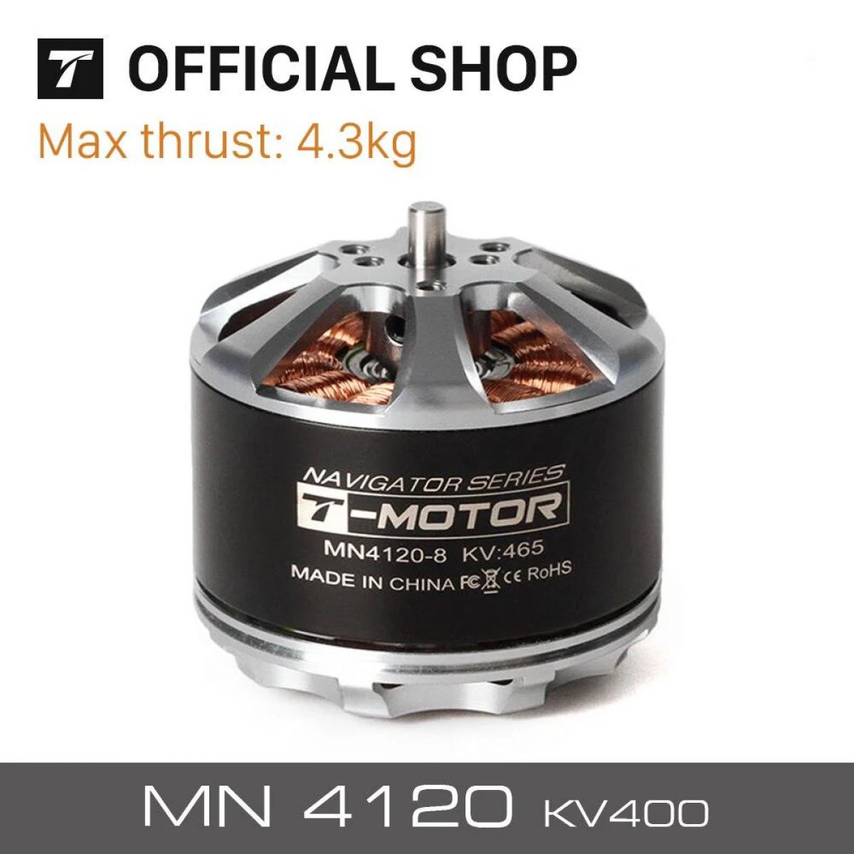 Бесколлекторный мотор T-motor MN4120 KV400, тяга 4.3 кг для RC вертолетов и дронов Бесколлекторный мотор T-motor MN4120 KV400, тяга 4.3 кг для RC вертолетов и дронов