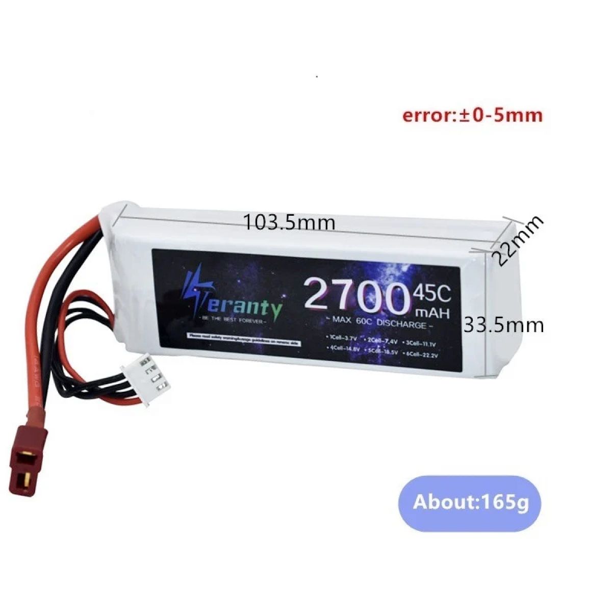 Аккумулятор LiPo 3S 11.1V 2700mAh 45C для квадрокоптера, авто, самолёта, лодки – запасной элемент Аккумулятор LiPo 3S 11.1V 2700mAh 45C для квадрокоптера, авто, самолёта, лодки – запасной элемент