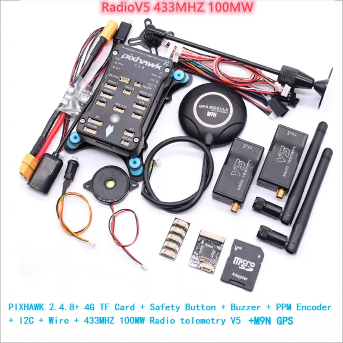 Pixhawk PX4 с GPS M9N — 32-битный полётный контроллер PIX 2.4.8, автопилот, квадрокоптер, I2C, PPM, RC Pixhawk PX4 с GPS M9N — 32-битный полётный контроллер PIX 2.4.8, автопилот, квадрокоптер, I2C, PPM, RC