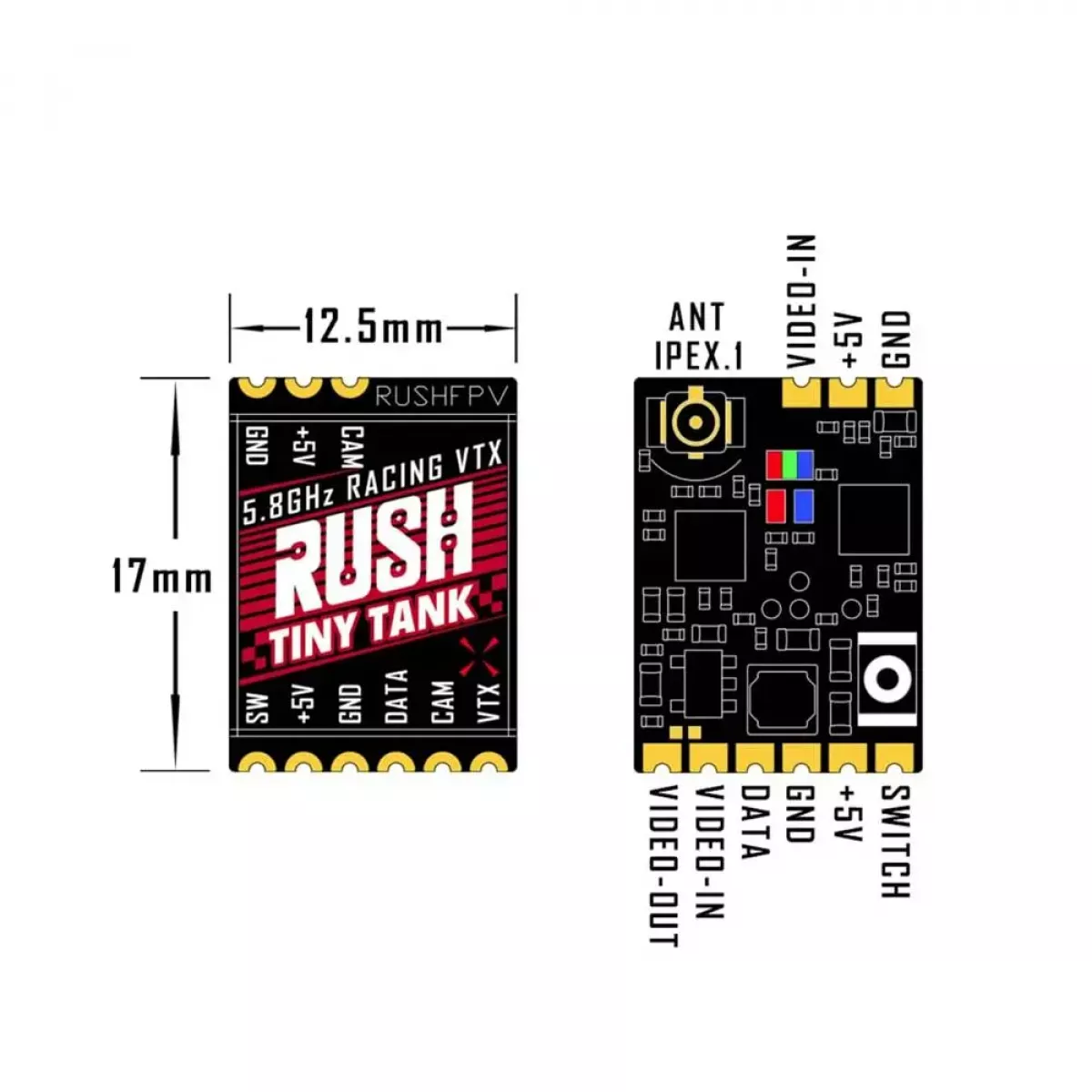 Rush Tiny Tank 5.8ГГц 37К 350мВт VTX - 5В PIT/25/100/200/350мВт TBS Smart Audio UFL FPV видеопередатчик Rush Tiny Tank 5.8ГГц 37К 350мВт VTX - 5В PIT/25/100/200/350мВт TBS Smart Audio UFL FPV видеопередатчик