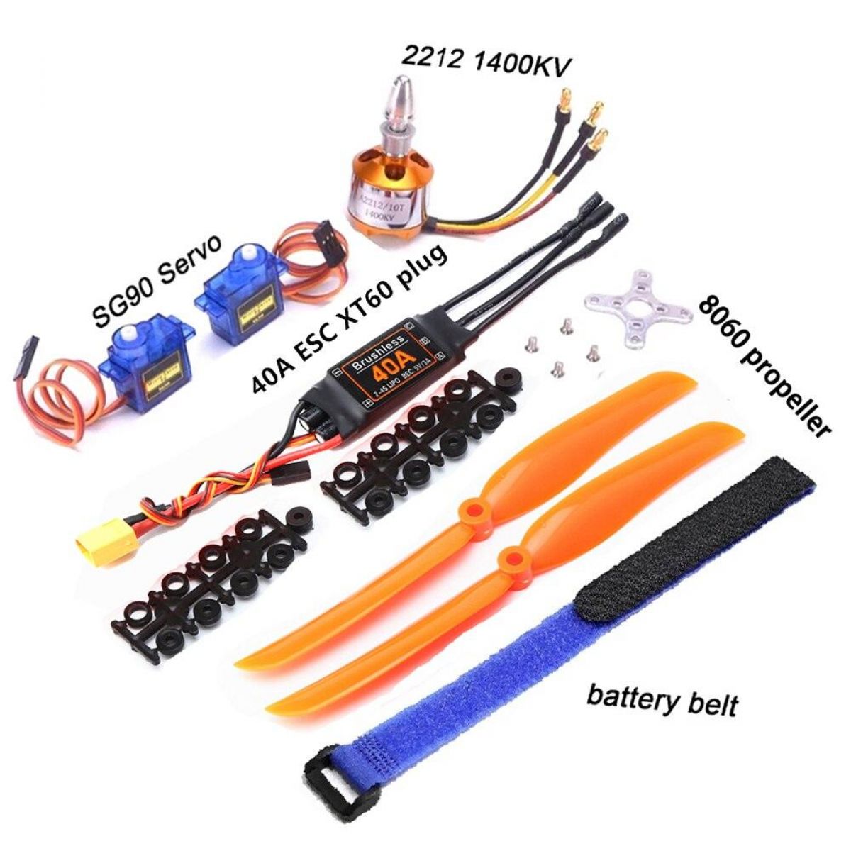 Бесколлекторный мотор A2212 1000KV/1400KV/2200KV, ESC 30A/40A BLheli, SG90 9G серво для RC самолёта Бесколлекторный мотор A2212 1000KV/1400KV/2200KV, ESC 30A/40A BLheli, SG90 9G серво для RC самолёта