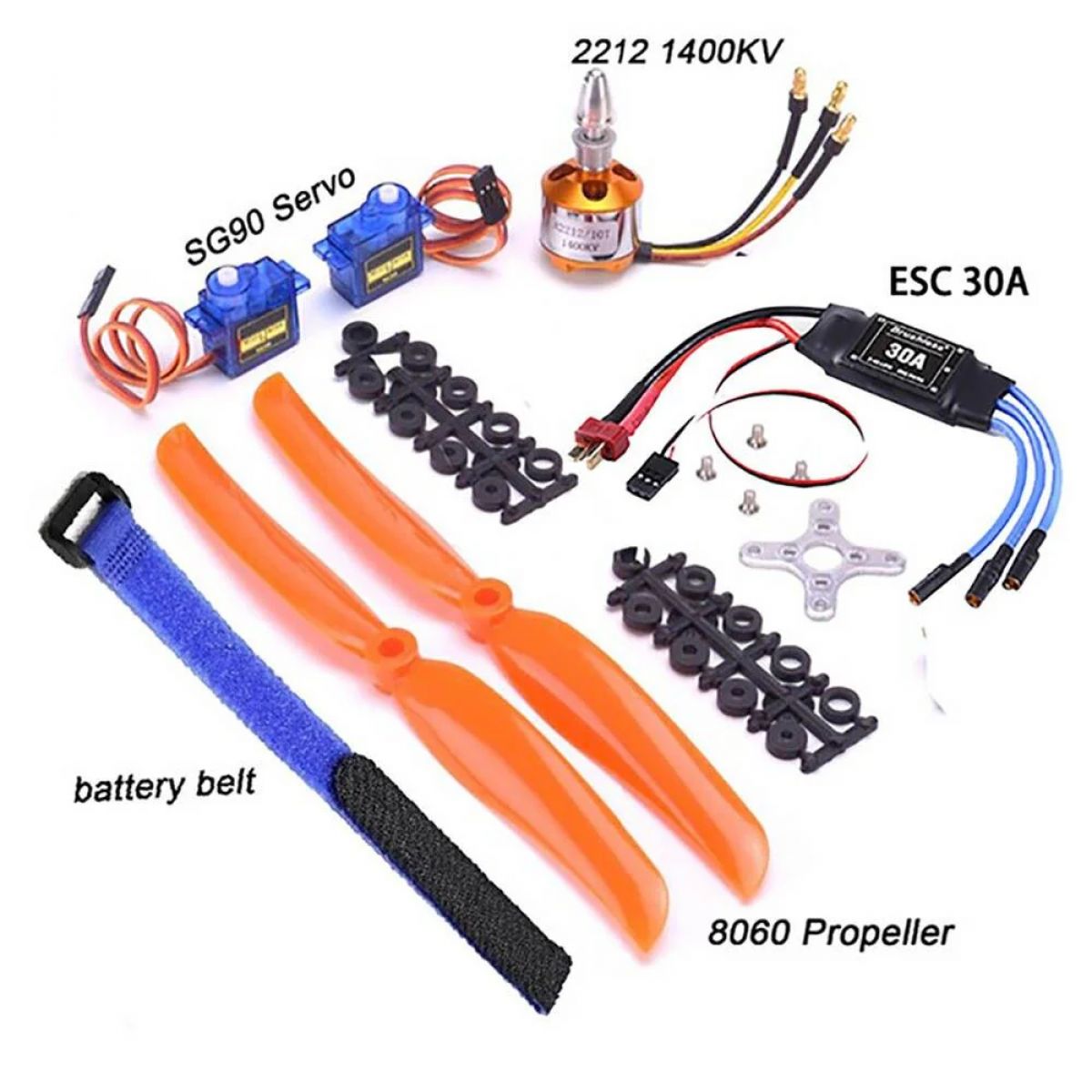Бесколлекторный мотор A2212 1000KV/1400KV/2200KV, ESC 30A/40A BLheli, SG90 9G серво для RC самолёта Бесколлекторный мотор A2212 1000KV/1400KV/2200KV, ESC 30A/40A BLheli, SG90 9G серво для RC самолёта