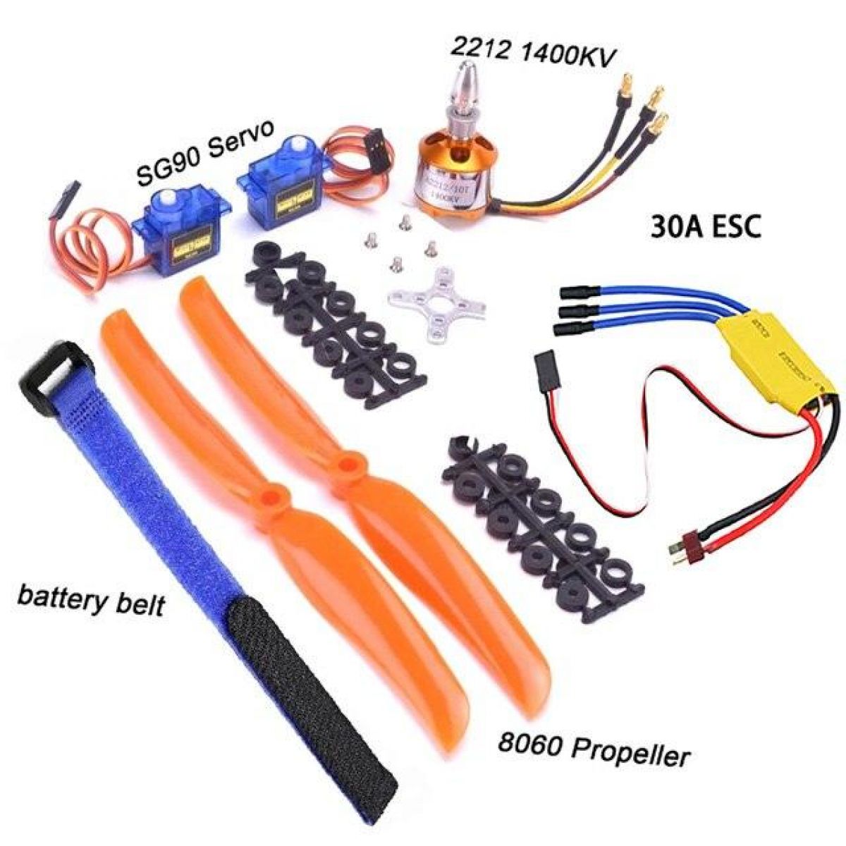 Бесколлекторный мотор A2212 1000KV/1400KV/2200KV, ESC 30A/40A BLheli, SG90 9G серво для RC самолёта Бесколлекторный мотор A2212 1000KV/1400KV/2200KV, ESC 30A/40A BLheli, SG90 9G серво для RC самолёта
