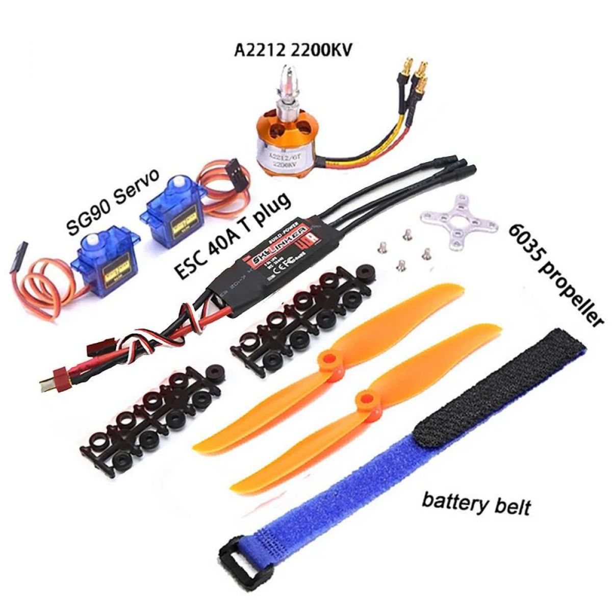 Бесколлекторный мотор A2212 1000KV/1400KV/2200KV, ESC 30A/40A BLheli, SG90 9G серво для RC самолёта Бесколлекторный мотор A2212 1000KV/1400KV/2200KV, ESC 30A/40A BLheli, SG90 9G серво для RC самолёта