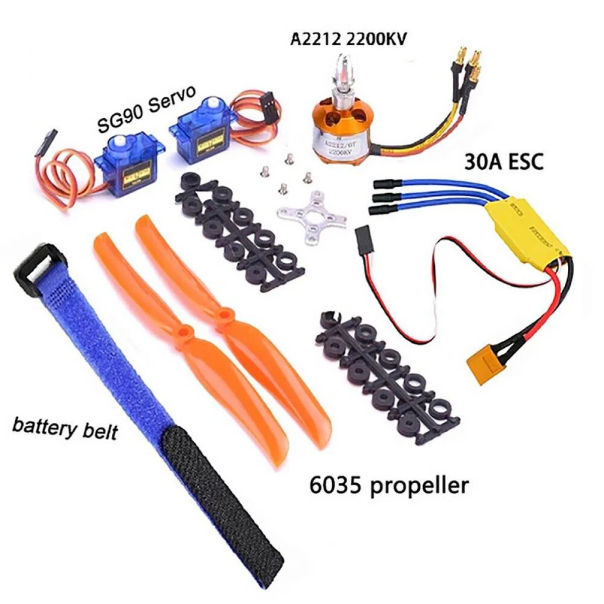 Бесколлекторный мотор A2212 1000KV/1400KV/2200KV, ESC 30A/40A BLheli, SG90 9G серво для RC самолёта Бесколлекторный мотор A2212 1000KV/1400KV/2200KV, ESC 30A/40A BLheli, SG90 9G серво для RC самолёта