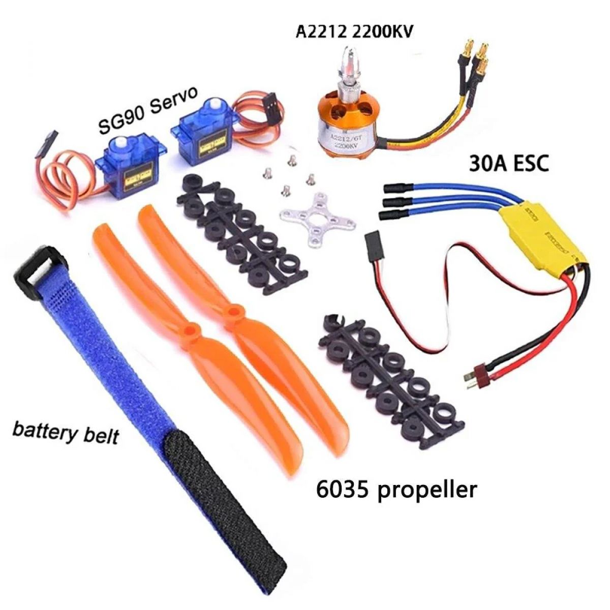 Бесколлекторный мотор A2212 1000KV/1400KV/2200KV, ESC 30A/40A BLheli, SG90 9G серво для RC самолёта Бесколлекторный мотор A2212 1000KV/1400KV/2200KV, ESC 30A/40A BLheli, SG90 9G серво для RC самолёта