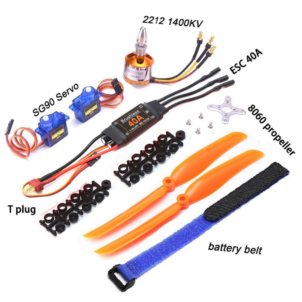 Бесколлекторный мотор A2212 1000KV/1400KV/2200KV, ESC 30A/40A BLheli, SG90 9G серво для RC самолёта Бесколлекторный мотор A2212 1000KV/1400KV/2200KV, ESC 30A/40A BLheli, SG90 9G серво для RC самолёта