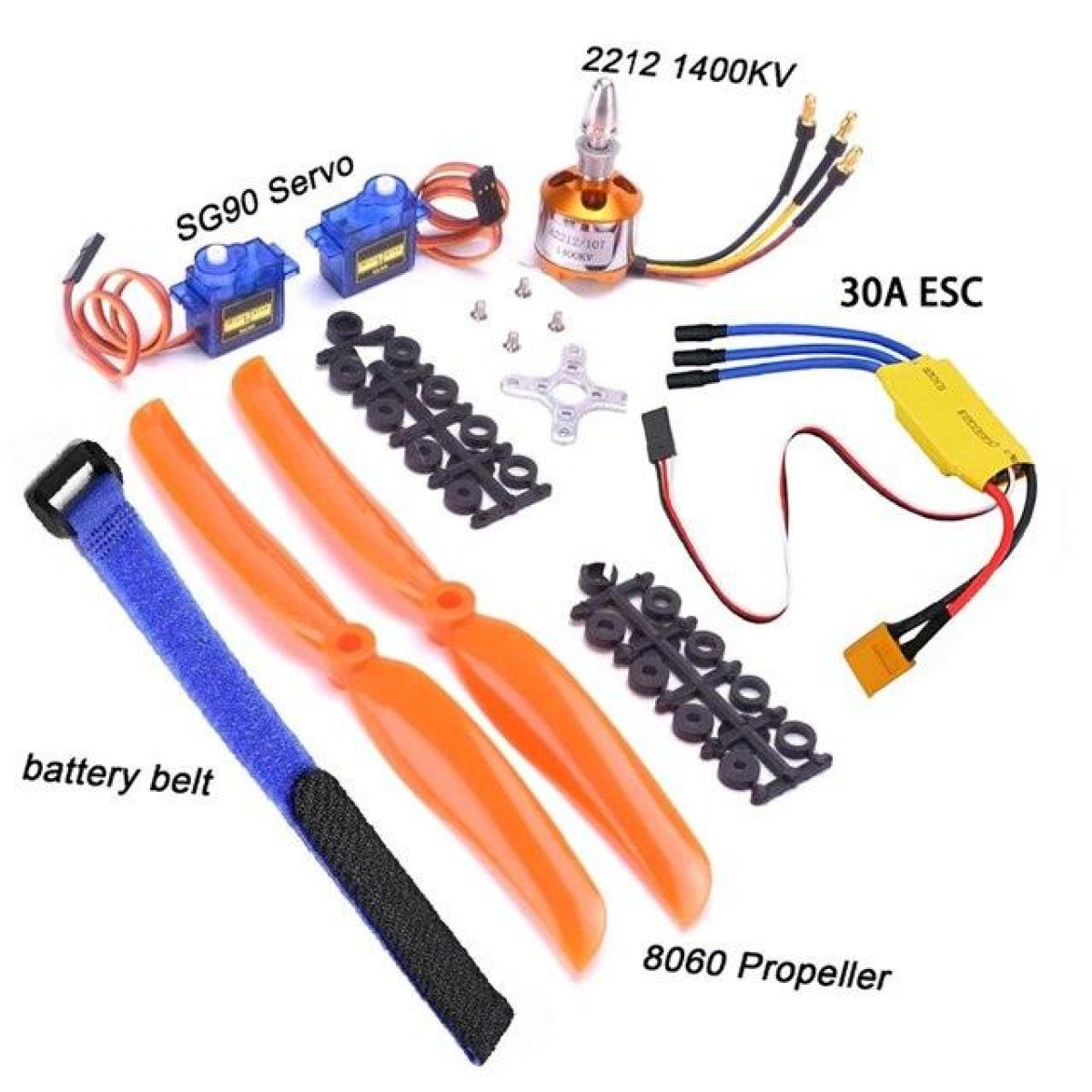Бесколлекторный мотор A2212 1000KV/1400KV/2200KV, ESC 30A/40A BLheli, SG90 9G серво для RC самолёта Бесколлекторный мотор A2212 1000KV/1400KV/2200KV, ESC 30A/40A BLheli, SG90 9G серво для RC самолёта