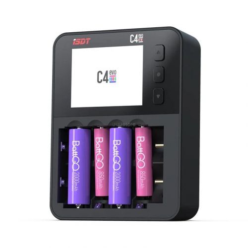 ISDT C4 EVO умное зарядное устройство с Type-C QC3.0, экраном IPS и огнезащитой для AA/AAA/Li-ion