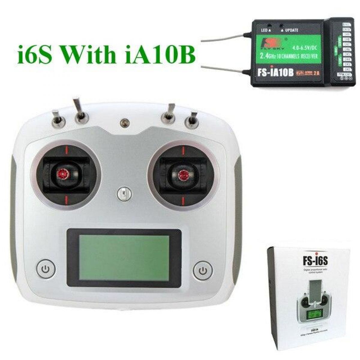 Передатчик FS-i6S Flysky 10CH 2.4G с приёмником FS-iA6B/FS-IA10B для квадрокоптеров и FPV Racing Передатчик FS-i6S Flysky 10CH 2.4G с приёмником FS-iA6B/FS-IA10B для квадрокоптеров и FPV Racing
