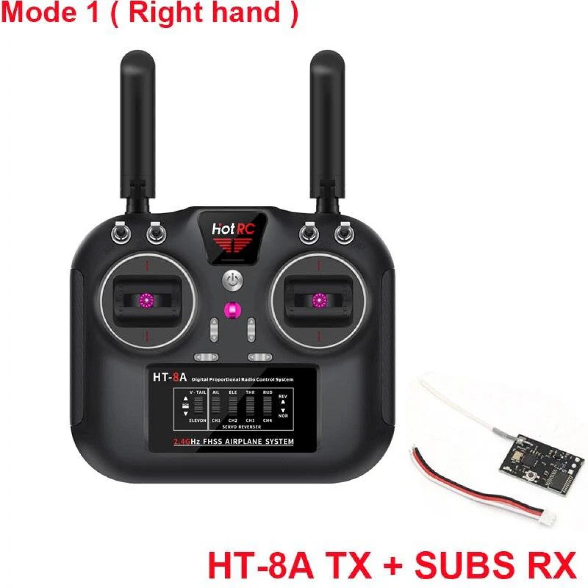 Пульт Hotrc HT-8A 2.4G 8CH FHSS + 8-канальный приёмник для FPV дрона, самолёта, вертолёта Пульт Hotrc HT-8A 2.4G 8CH FHSS + 8-канальный приёмник для FPV дрона, самолёта, вертолёта