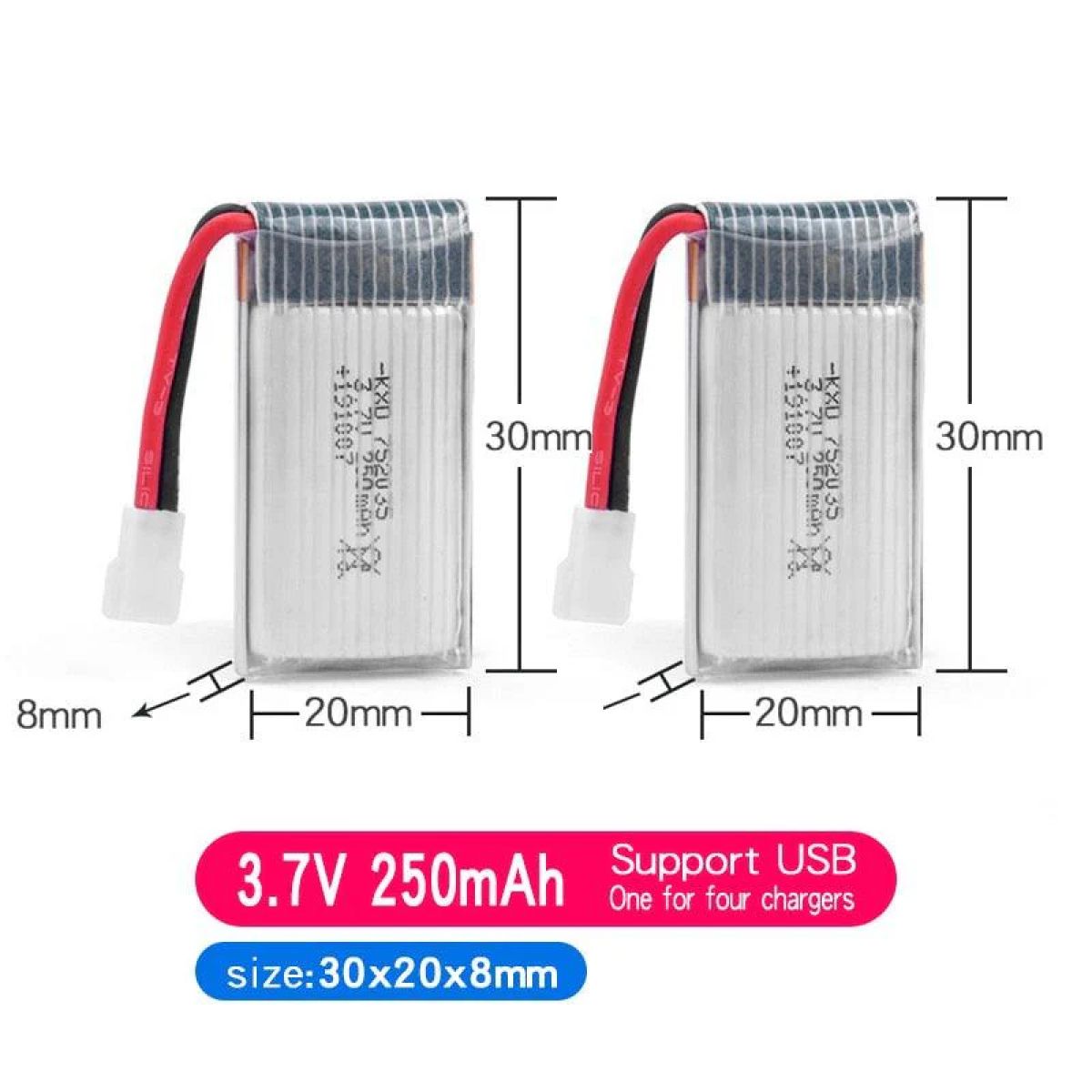 Аккумулятор LiPo 3.7В 160/250/300/500 мАч для RC самолётов FX620 FX820 F22 SU57 Mige530 Аккумулятор LiPo 3.7В 160/250/300/500 мАч для RC самолётов FX620 FX820 F22 SU57 Mige530