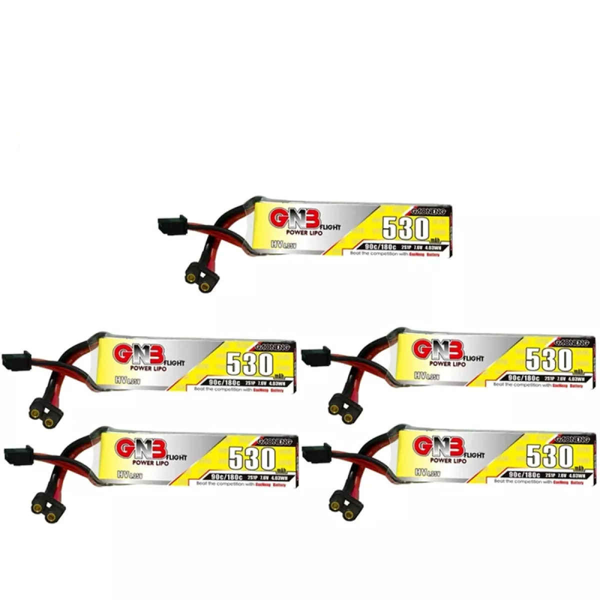 Набор 5 шт. GNB HV LiPo 530mAh 90C/180C 1S-6S с разъёмами PH2.0/XT30U-F для FPV дронов Набор 5 шт. GNB HV LiPo 530mAh 90C/180C 1S-6S с разъёмами PH2.0/XT30U-F для FPV дронов