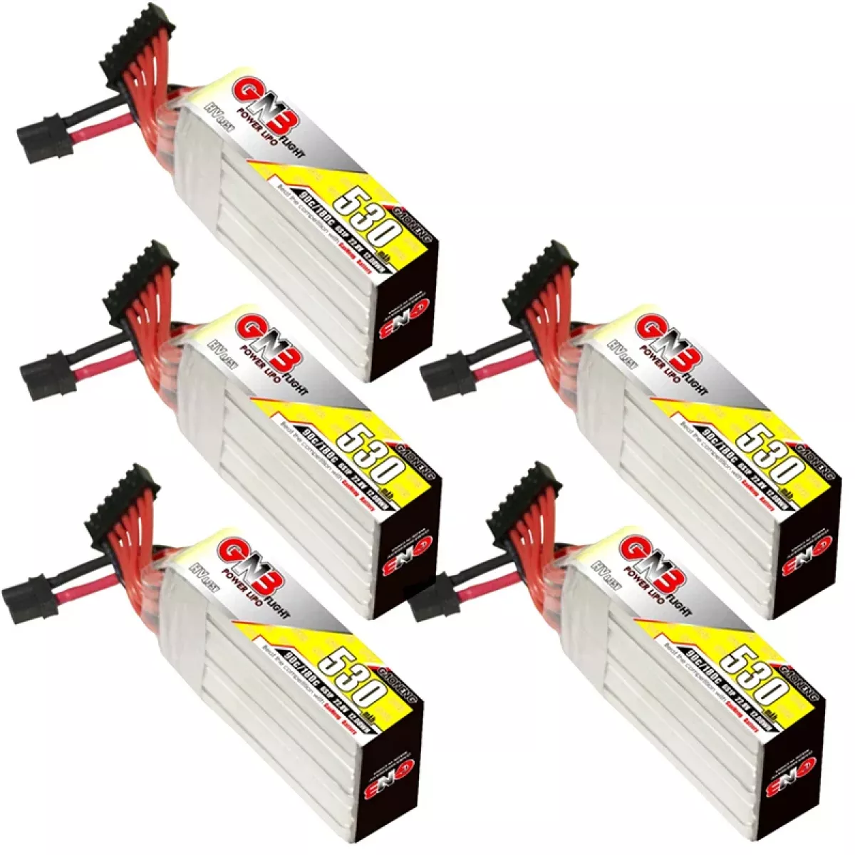 Набор 5 шт. GNB HV LiPo 530mAh 90C/180C 1S-6S с разъёмами PH2.0/XT30U-F для FPV дронов Набор 5 шт. GNB HV LiPo 530mAh 90C/180C 1S-6S с разъёмами PH2.0/XT30U-F для FPV дронов