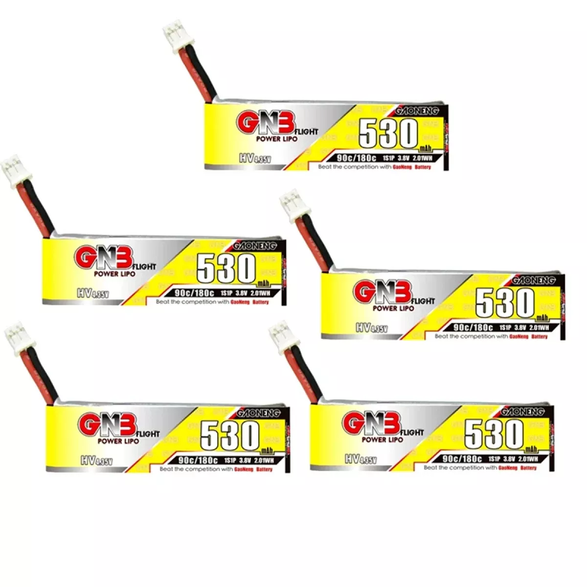 Набор 5 шт. GNB HV LiPo 530mAh 90C/180C 1S-6S с разъёмами PH2.0/XT30U-F для FPV дронов Набор 5 шт. GNB HV LiPo 530mAh 90C/180C 1S-6S с разъёмами PH2.0/XT30U-F для FPV дронов