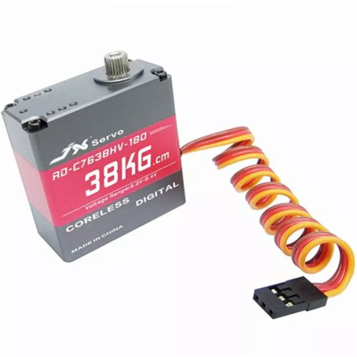 JX Servo RD-C7638HV-180 — роботизированный серводвигатель, 38кг·см, 180°, бесколлекторный, алюминиевый корпус JX Servo RD-C7638HV-180 — роботизированный серводвигатель, 38кг·см, 180°, бесколлекторный, алюминиевый корпус
