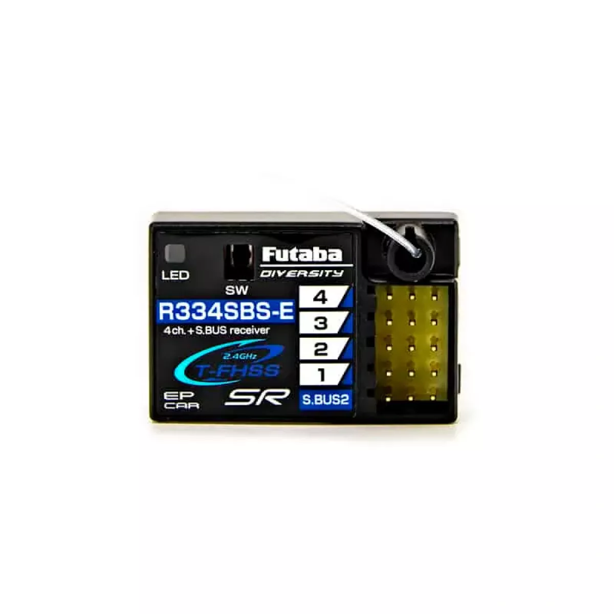 Futaba R334SBS-E 4-канальный SR T-FHSS S.Bus2 приемник, 3.7–7.4В, для скоростных EP RC авто Futaba R334SBS-E 4-канальный SR T-FHSS S.Bus2 приемник, 3.7–7.4В, для скоростных EP RC авто