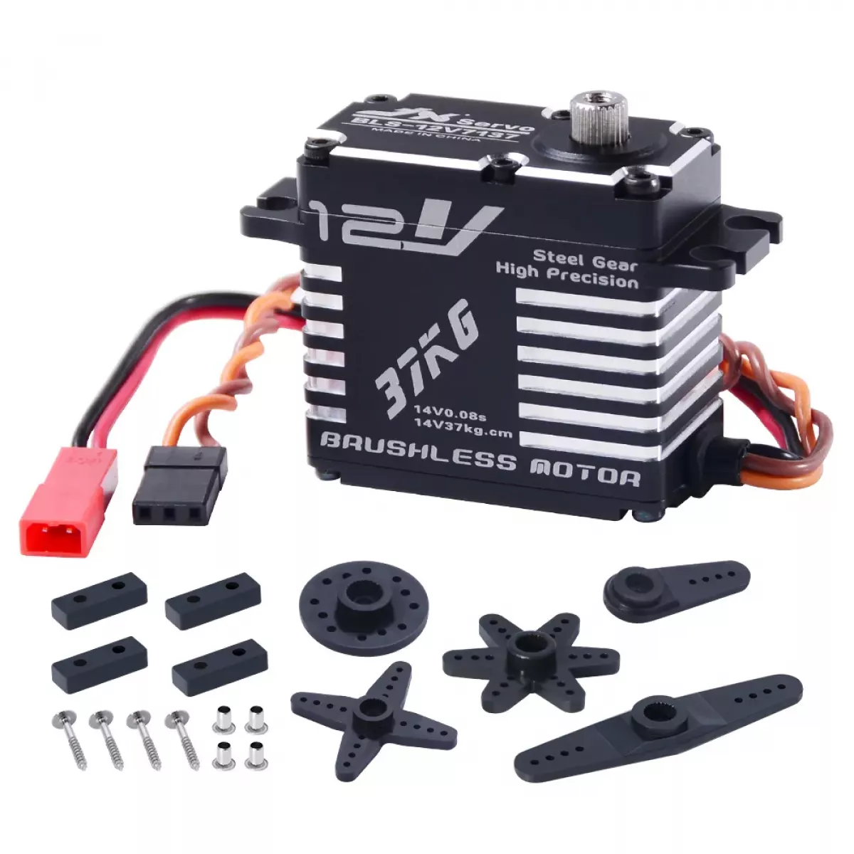 JX Servo BLS-12V7137 — 14В 37кг 120° 0.08сек/60° высокоточный сервопривод для RC авто, роботов, лодок JX Servo BLS-12V7137 — 14В 37кг 120° 0.08сек/60° высокоточный сервопривод для RC авто, роботов, лодок