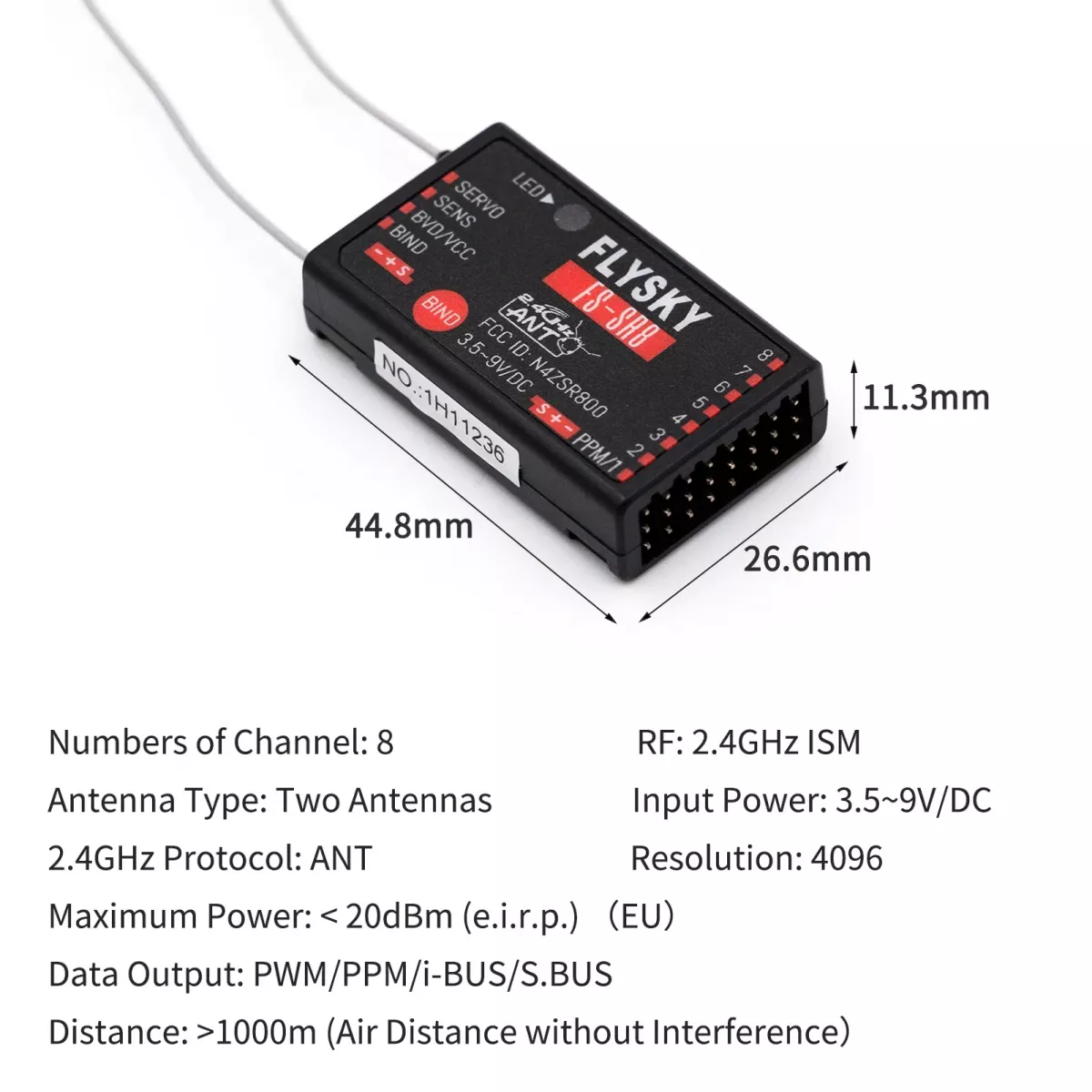 FLYSKY FS-SR8 2.4G 8CH приёмник ANT, 3.5-9В, для пульта FS-ST8, RC вертолётов, авто, катеров FLYSKY FS-SR8 2.4G 8CH приёмник ANT, 3.5-9В, для пульта FS-ST8, RC вертолётов, авто, катеров
