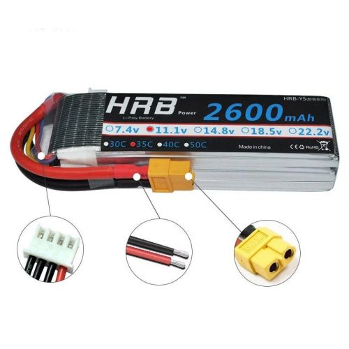 HRB Lipo аккумулятор 2600mAh T Dean 2S-6S 7.4-22.2V 35C XT60 для самолёта, дрона, FPV, RC