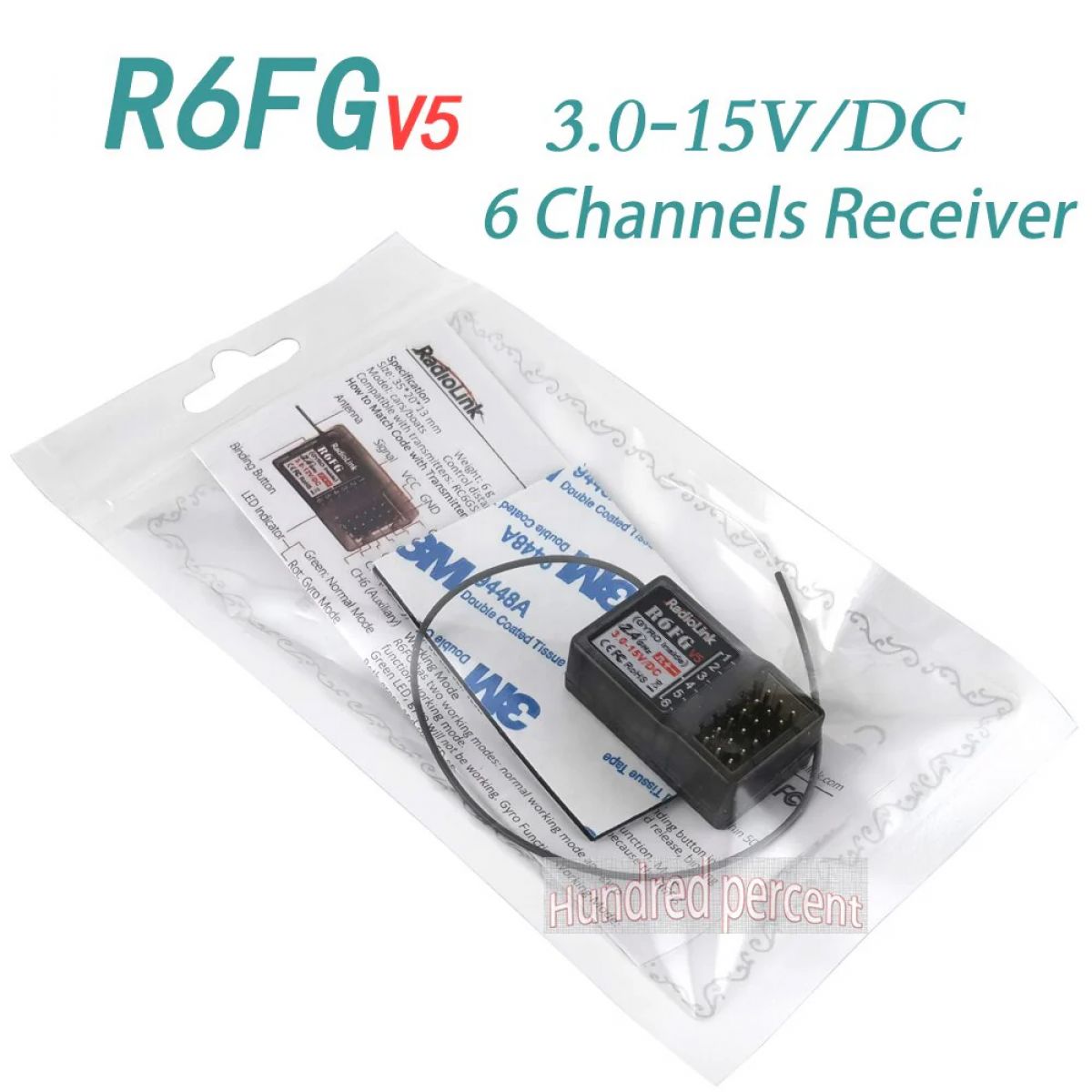 Радиоприёмник Radiolink R6FG 6-канальный 2.4G HV RX с гироскопом для RC4GS V2/RC6GS V3, авто и лодки Радиоприёмник Radiolink R6FG 6-канальный 2.4G HV RX с гироскопом для RC4GS V2/RC6GS V3, авто и лодки