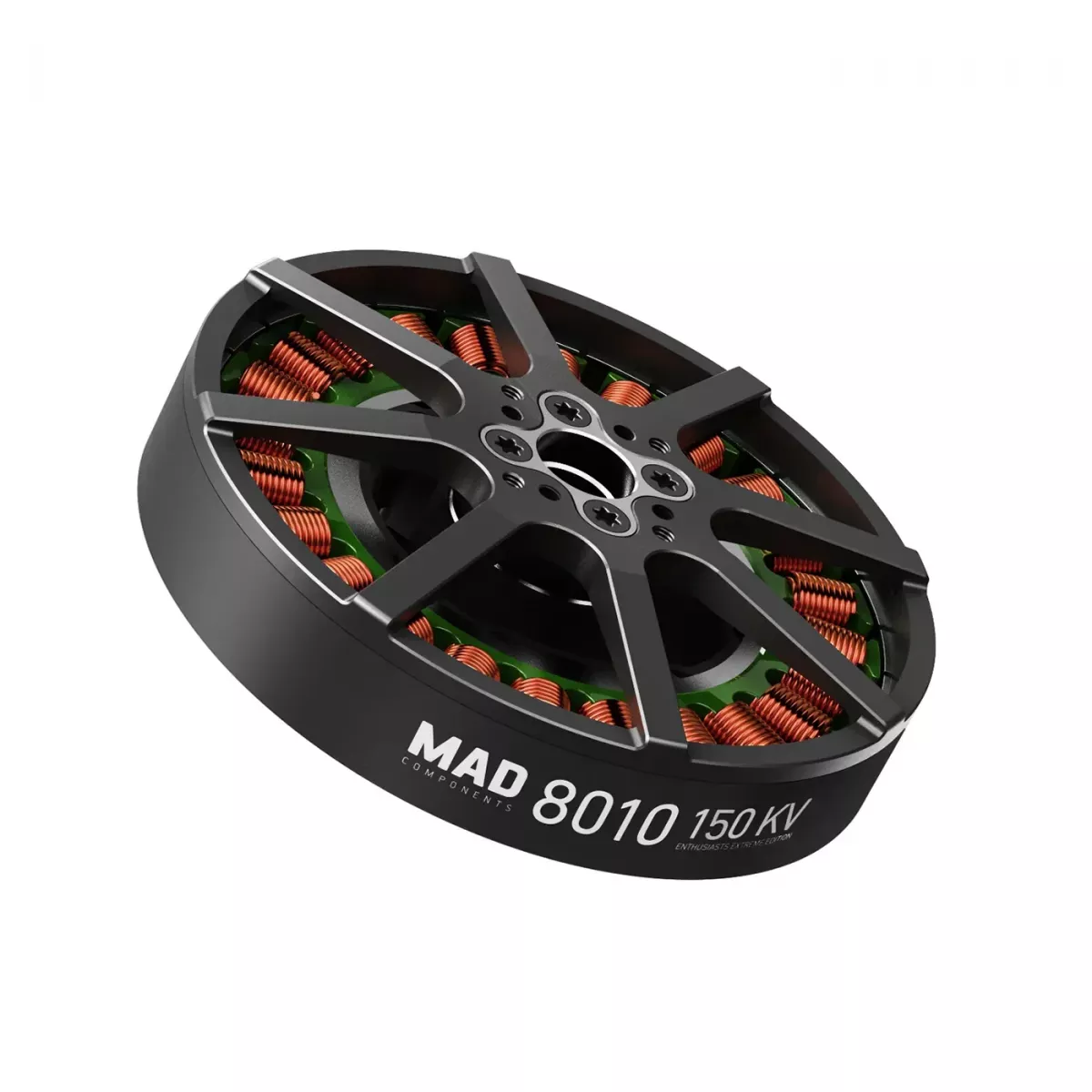 Бесколлекторный мотор MAD V8010 EEE VTOL 120KV/150KV 12S, до 14кг тяги для квадро-, гекса-, октокоптеров Бесколлекторный мотор MAD V8010 EEE VTOL 120KV/150KV 12S, до 14кг тяги для квадро-, гекса-, октокоптеров