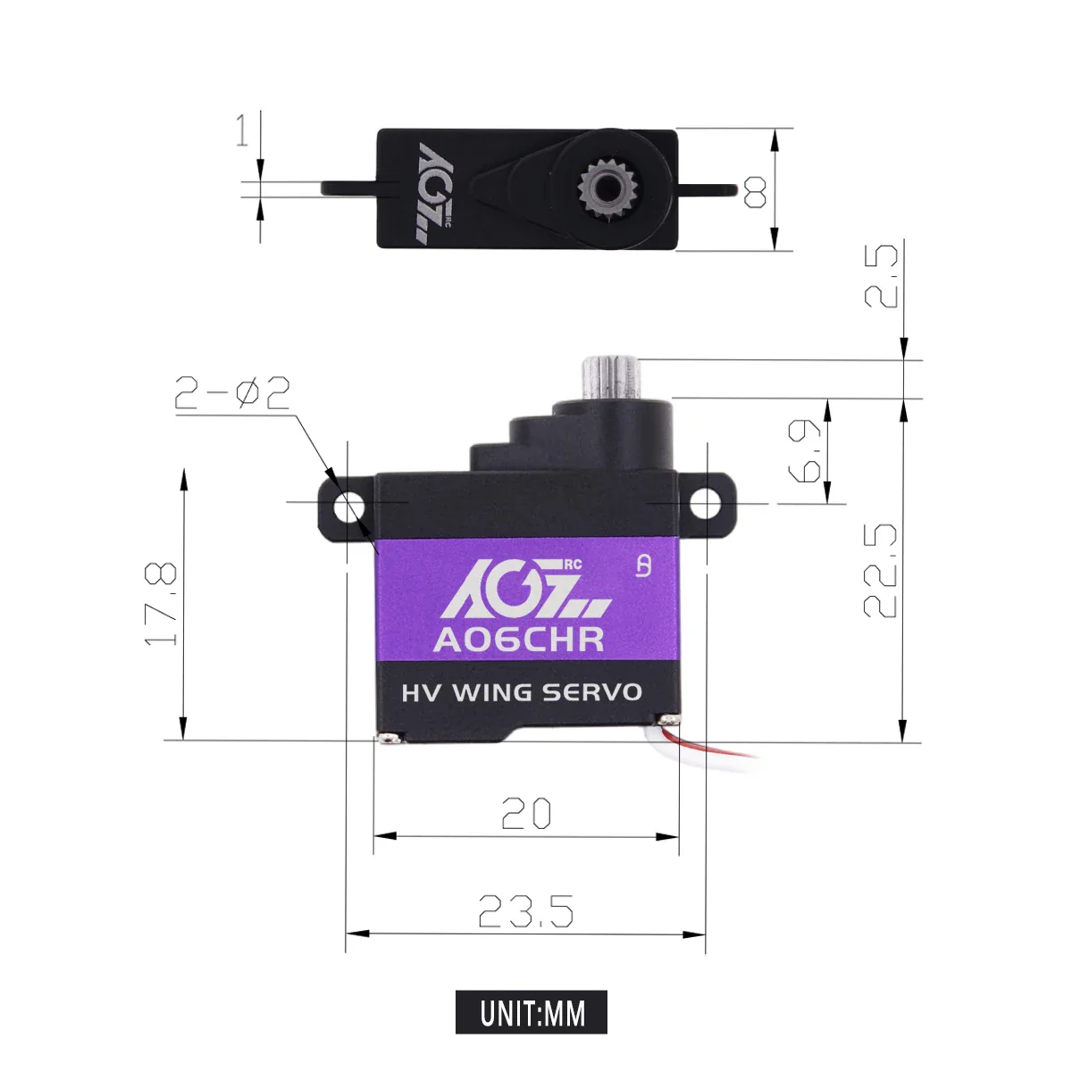 AGFRC A06CHR – Серво с металлическими шестернями, 3кг, coreless, для F3P, GLD, планеров, самолётов AGFRC A06CHR – Серво с металлическими шестернями, 3кг, coreless, для F3P, GLD, планеров, самолётов