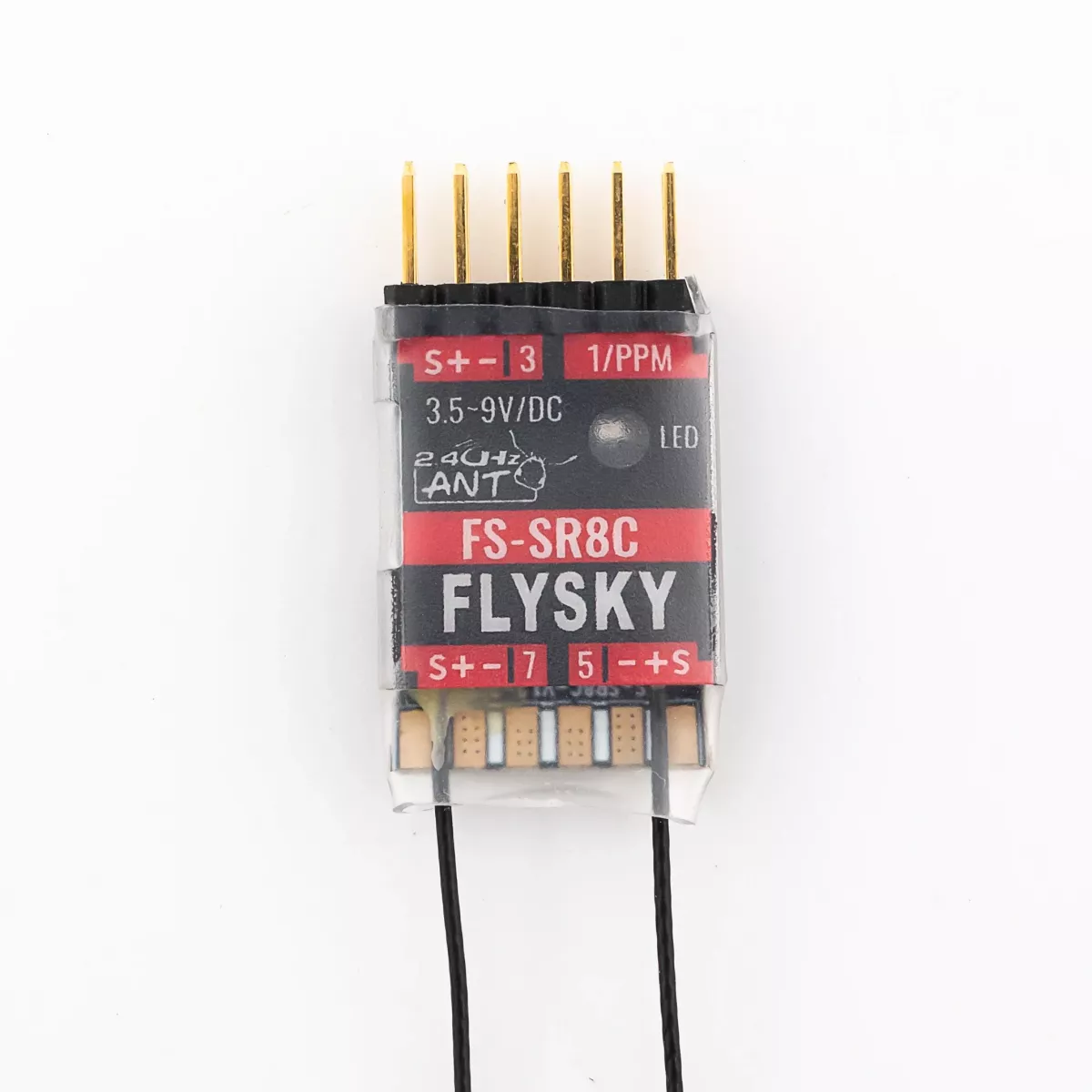 FLYSKY FS-SR8C 8-канальный 2.4G приёмник с двумя антеннами для RC моделей, протокол ANT, FS-ST8 FLYSKY FS-SR8C 8-канальный 2.4G приёмник с двумя антеннами для RC моделей, протокол ANT, FS-ST8