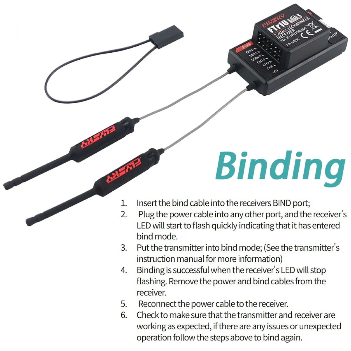 Приёмник FlySky FTr10 2.4G 10CH PPM/IBUS AFHDS3, двухантенный, для PL18 FPV дрона Приёмник FlySky FTr10 2.4G 10CH PPM/IBUS AFHDS3, двухантенный, для PL18 FPV дрона
