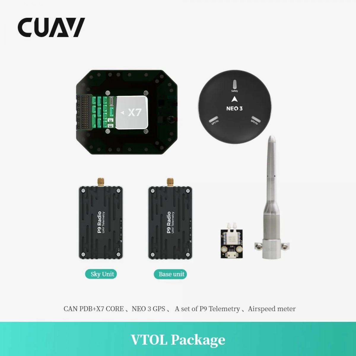Набор CUAV VTOL X7 Core Carrier Board с GPS NEO 3, радиотелеметрией P9 для автопилота Pixhawk Набор CUAV VTOL X7 Core Carrier Board с GPS NEO 3, радиотелеметрией P9 для автопилота Pixhawk