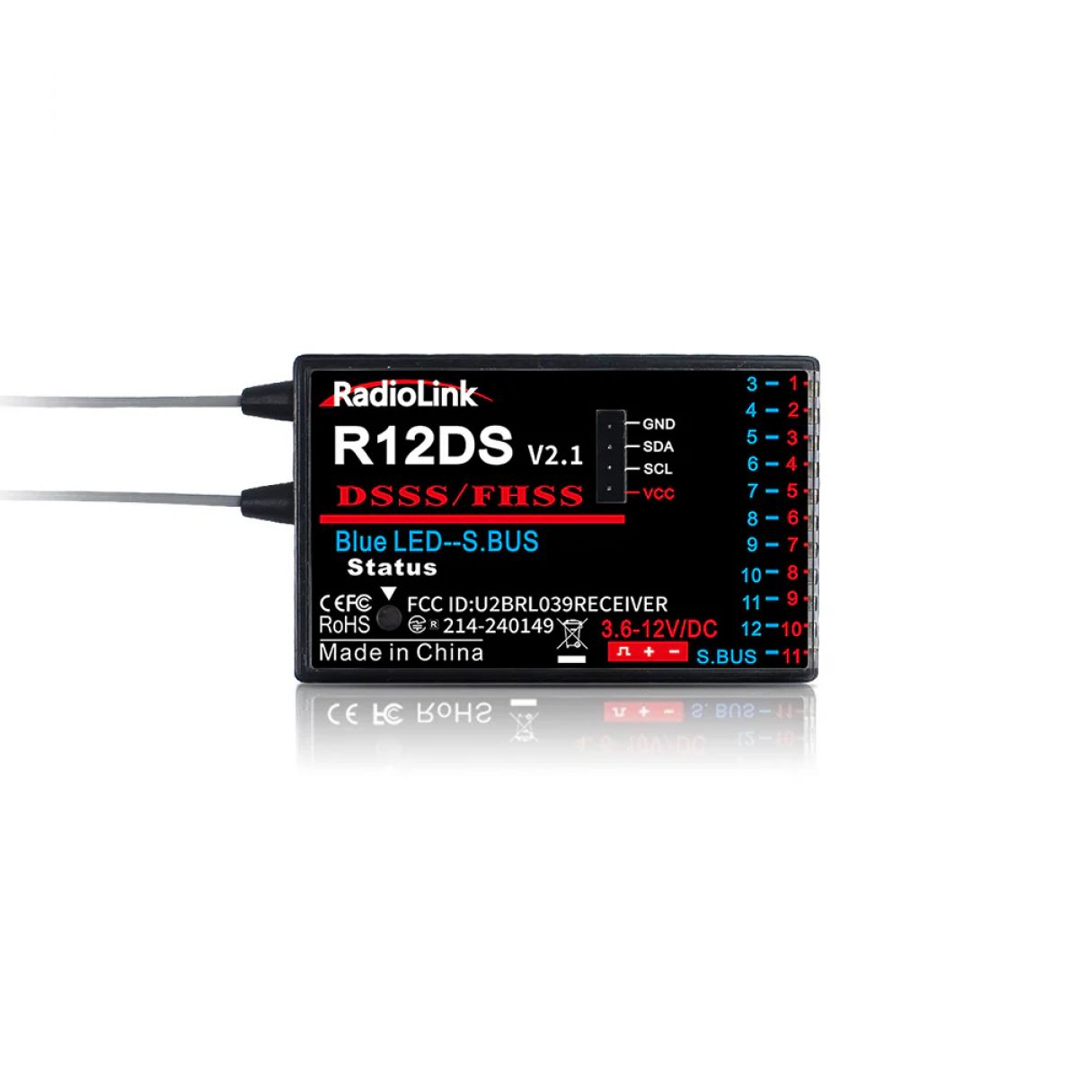 RadioLink R12DS 2.4ГГц 12-канальный приёмник с телеметрией PWM SBUS DSSS FHSS для самолёта, дрона, авто, лодки RadioLink R12DS 2.4ГГц 12-канальный приёмник с телеметрией PWM SBUS DSSS FHSS для самолёта, дрона, авто, лодки