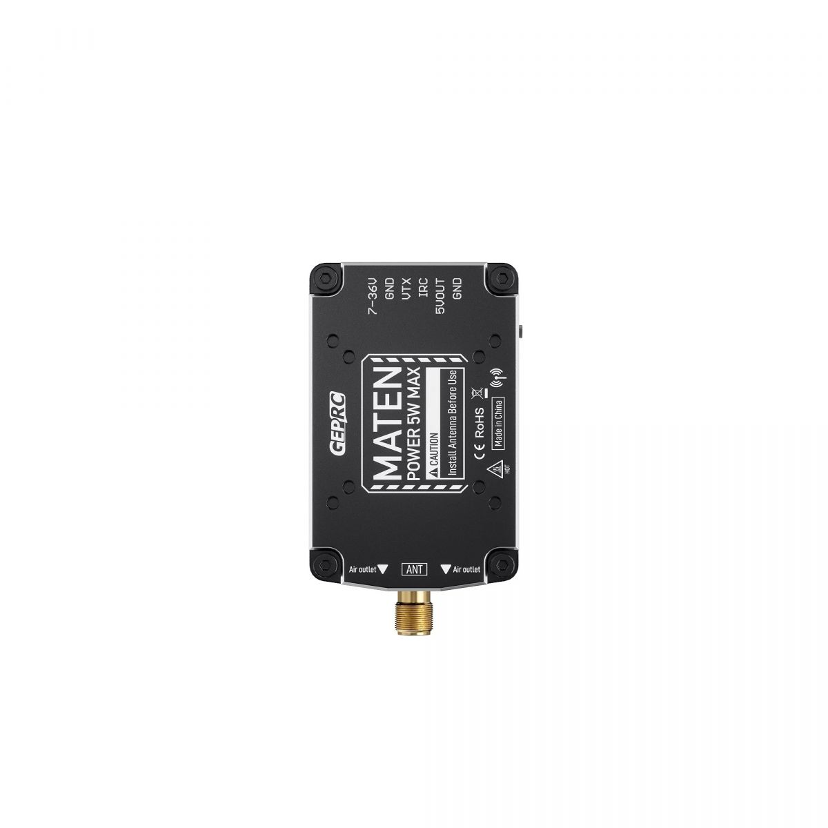 GEPRC MATEN 5.8G 5W VTX PRO — мощный видеопередатчик для FPV дрона, 5000мВт, CNC, IRC Tramp, 80CH GEPRC MATEN 5.8G 5W VTX PRO — мощный видеопередатчик для FPV дрона, 5000мВт, CNC, IRC Tramp, 80CH