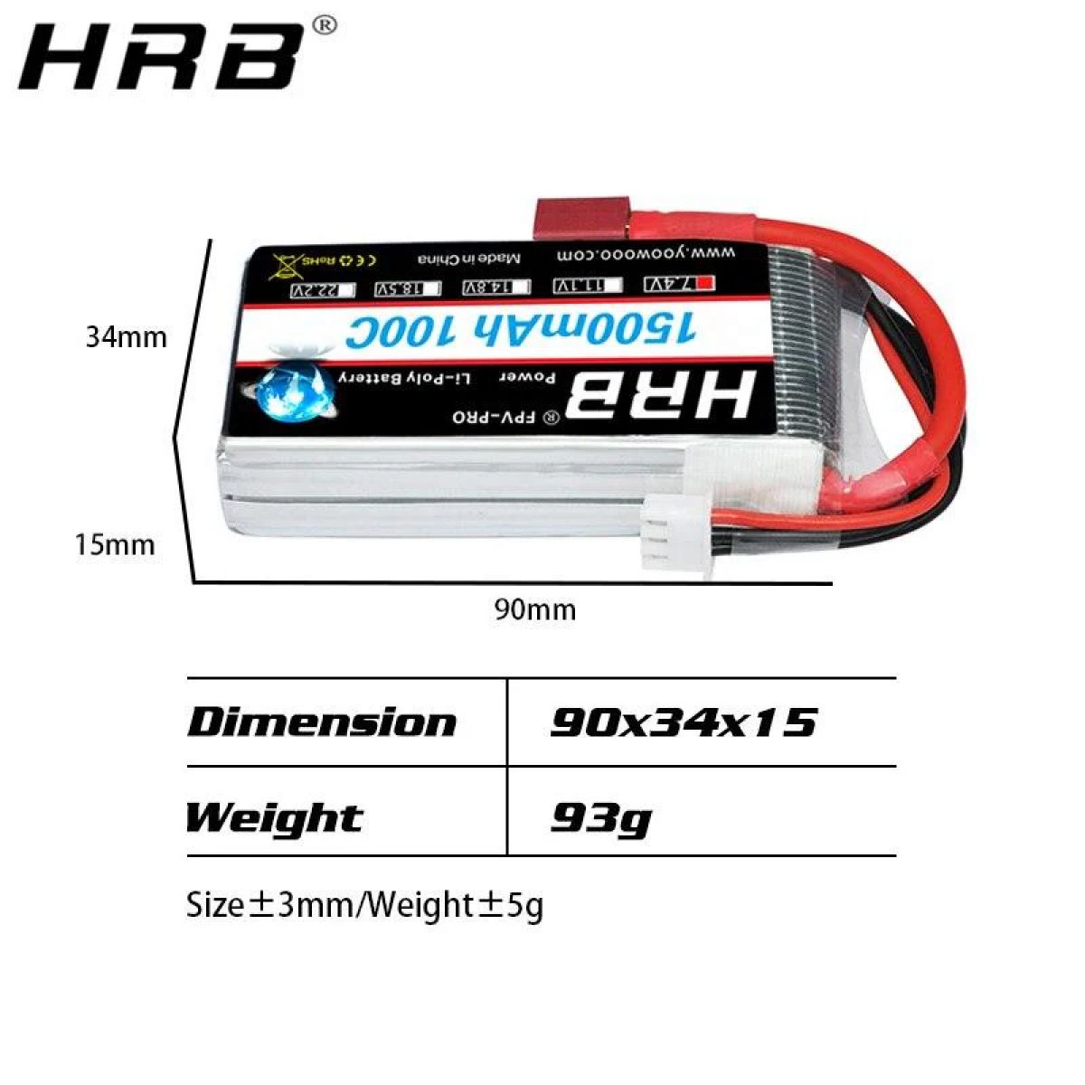 HRB 2S Lipo аккумулятор 1500mAh 7.4V 100C XT60 T Deans EC2 EC3 EC5 XT90 для FPV дрона, авто, лодки HRB 2S Lipo аккумулятор 1500mAh 7.4V 100C XT60 T Deans EC2 EC3 EC5 XT90 для FPV дрона, авто, лодки