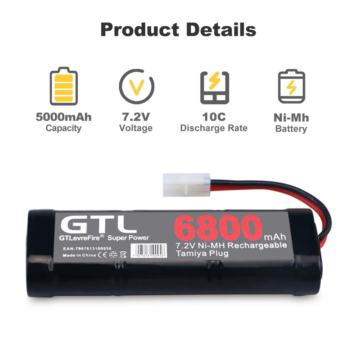 Mkepa 7.2V 6800mAh NiMH аккумулятор для радиоуправляемых моделей с разъёмом Tamiya Mkepa 7.2V 6800mAh NiMH аккумулятор для радиоуправляемых моделей с разъёмом Tamiya