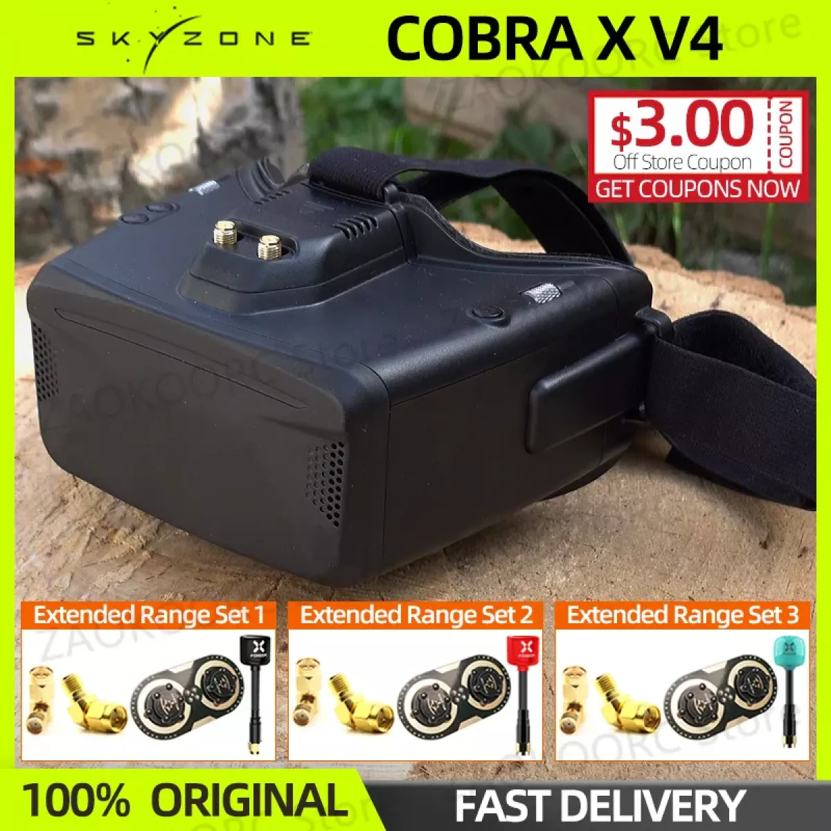 SKYZONE Cobra X V4 FPV очки 1280x720, 5.8G 48CH, DVR, Head Tracker, HDMI, обновление V2 SKYZONE Cobra X V4 FPV очки 1280x720, 5.8G 48CH, DVR, Head Tracker, HDMI, обновление V2